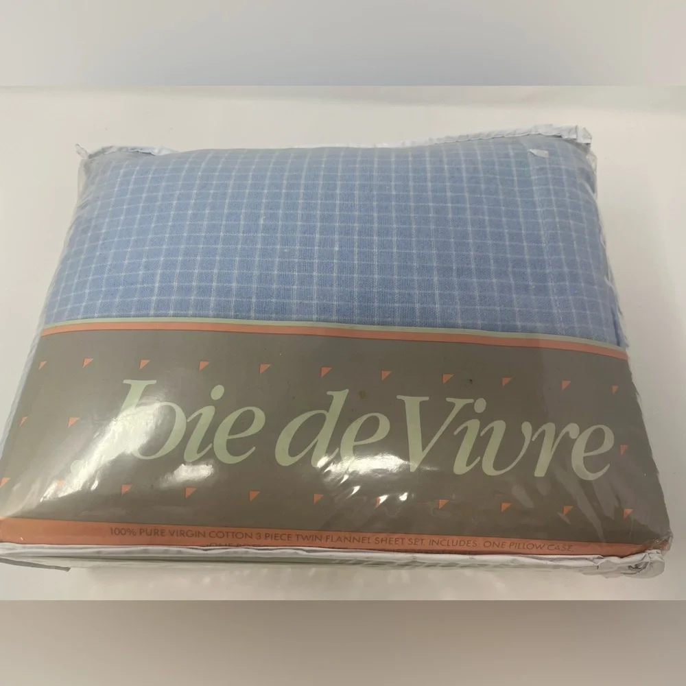 Joie de Vivre Twin 3 Piece Sheet Set Flannel Blue 100% Pure Virgin Cotton NEW